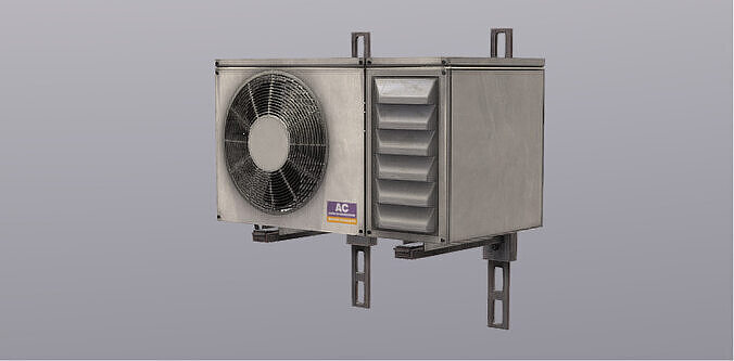 Realistic Industrial Air Conditioning Outdoor Unit 3D Model  Low-poly 3D model 6