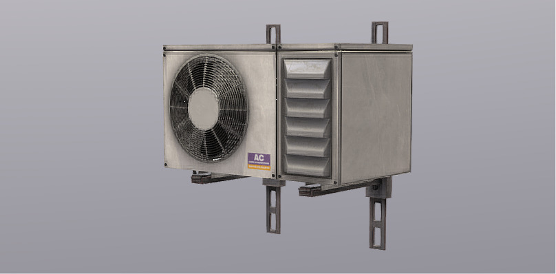 Realistic Industrial Air Conditioning Outdoor Unit 3D Model  Low-poly 3D model_6