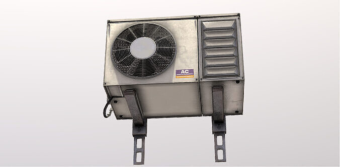 Realistic Industrial Air Conditioning Outdoor Unit 3D Model  Low-poly 3D model 7