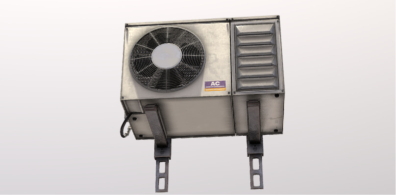 Realistic Industrial Air Conditioning Outdoor Unit 3D Model  Low-poly 3D model_7