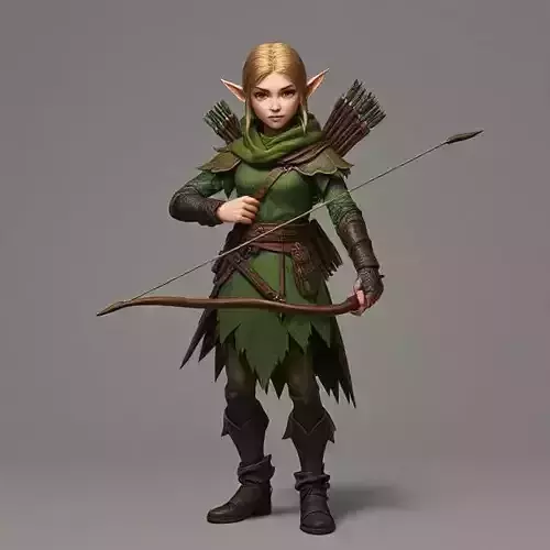fantasy elf archer with bow 3D print model
