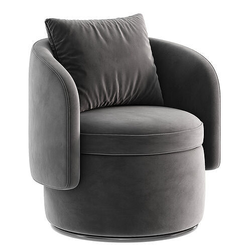 Layyinah Upholstered Swivel Barrel Chair 3D model