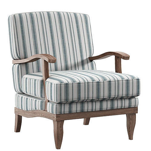 Amilio Wooden Upholstered Armchair 3D model