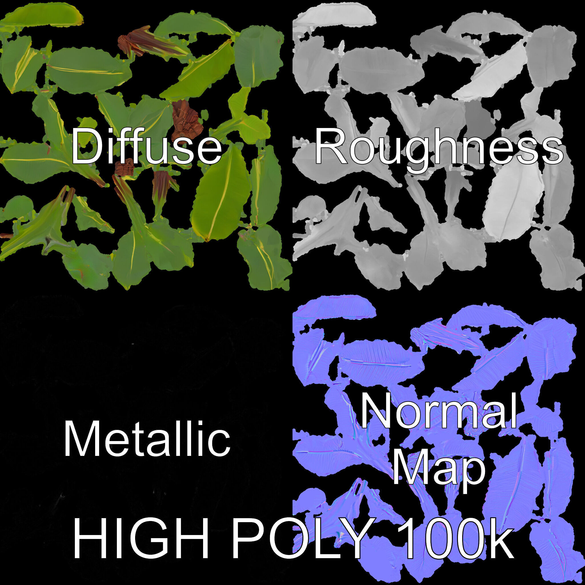 Banana Plant D Model Pack with PBR Textures Low-poly 3D model_4