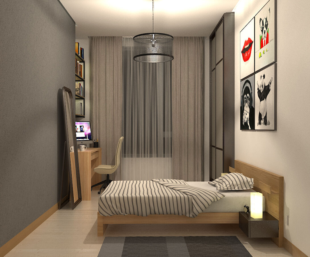 Modern Bedroom Scene  3D model_1