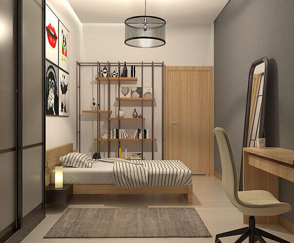 Modern Bedroom Scene  3D model