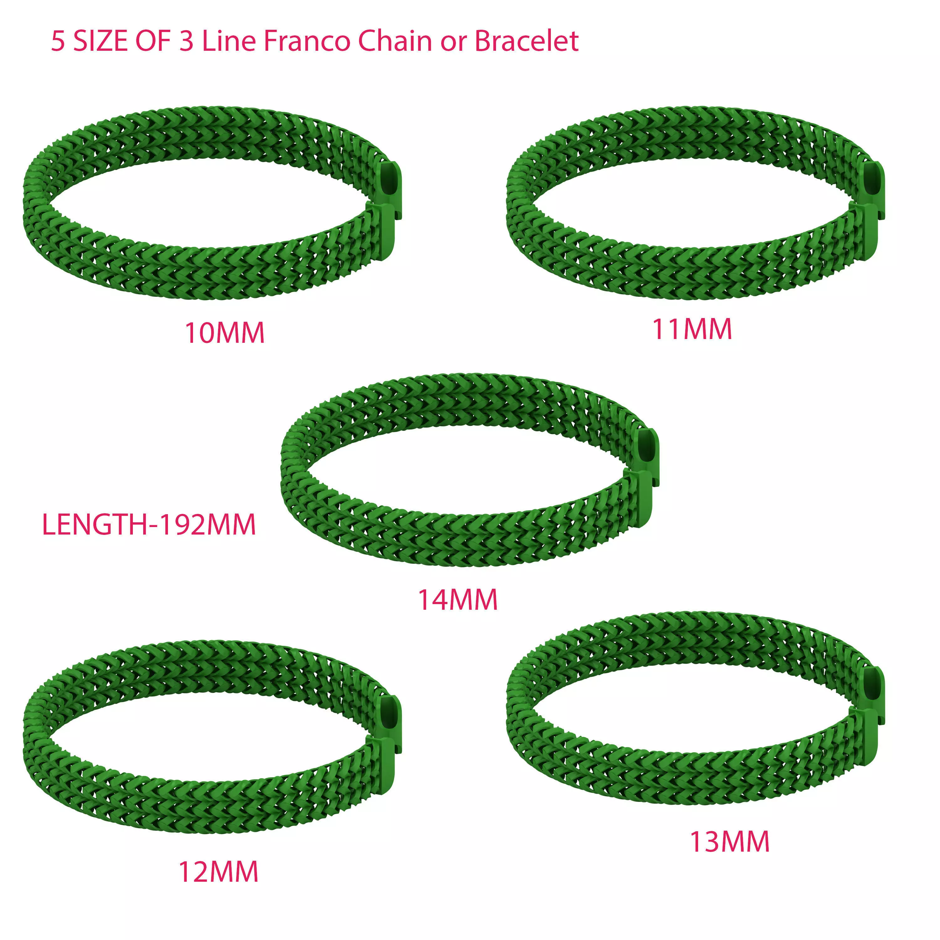 5 SET OF SPIRAL 3 Line Franco Chain or Bracelet  3D Model Collection_0