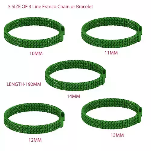 5 SET OF SPIRAL 3 Line Franco Chain or Bracelet  3D Model Collection