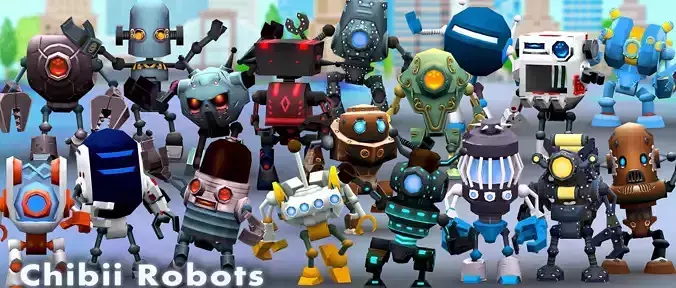 3DRT-Chibii Robots Low-poly 3D model