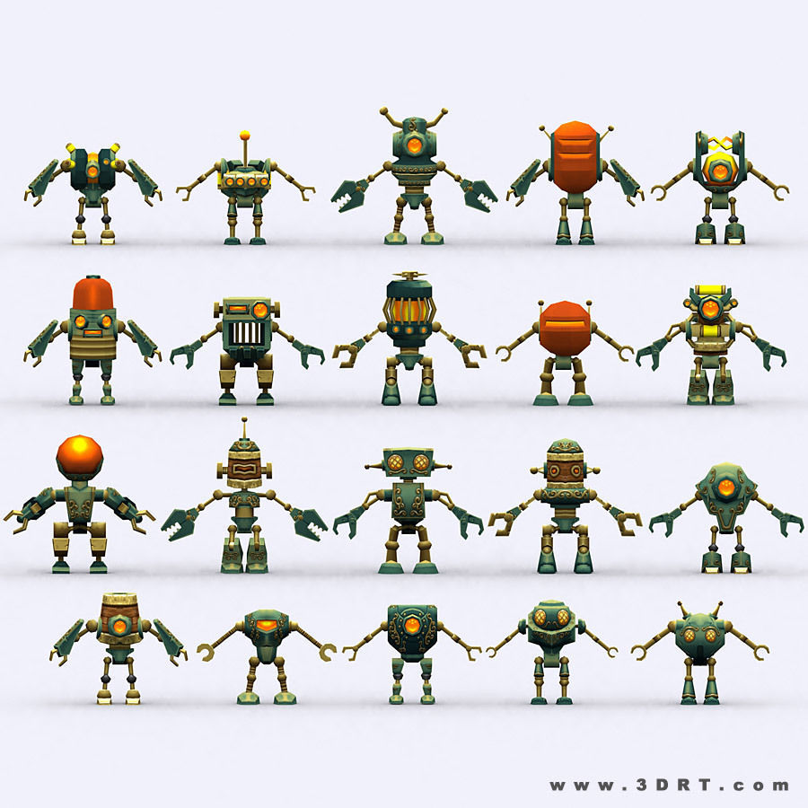3DRT-Chibii Robots Low-poly 3D model_16