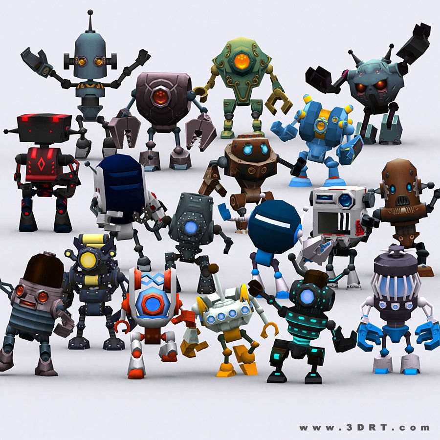 3DRT-Chibii Robots Low-poly 3D model_2