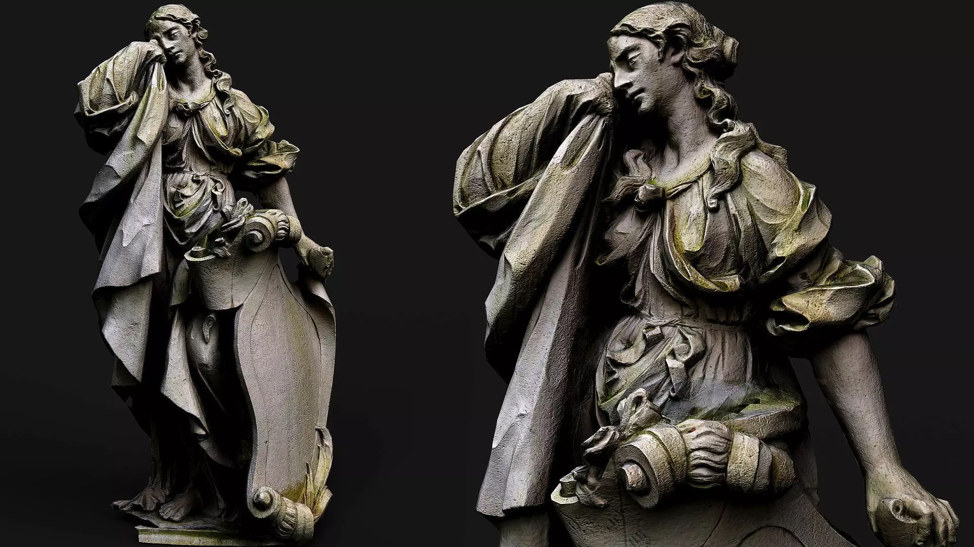 ancient roman statue stone monument PBR photogrammetry Low-poly 3D model