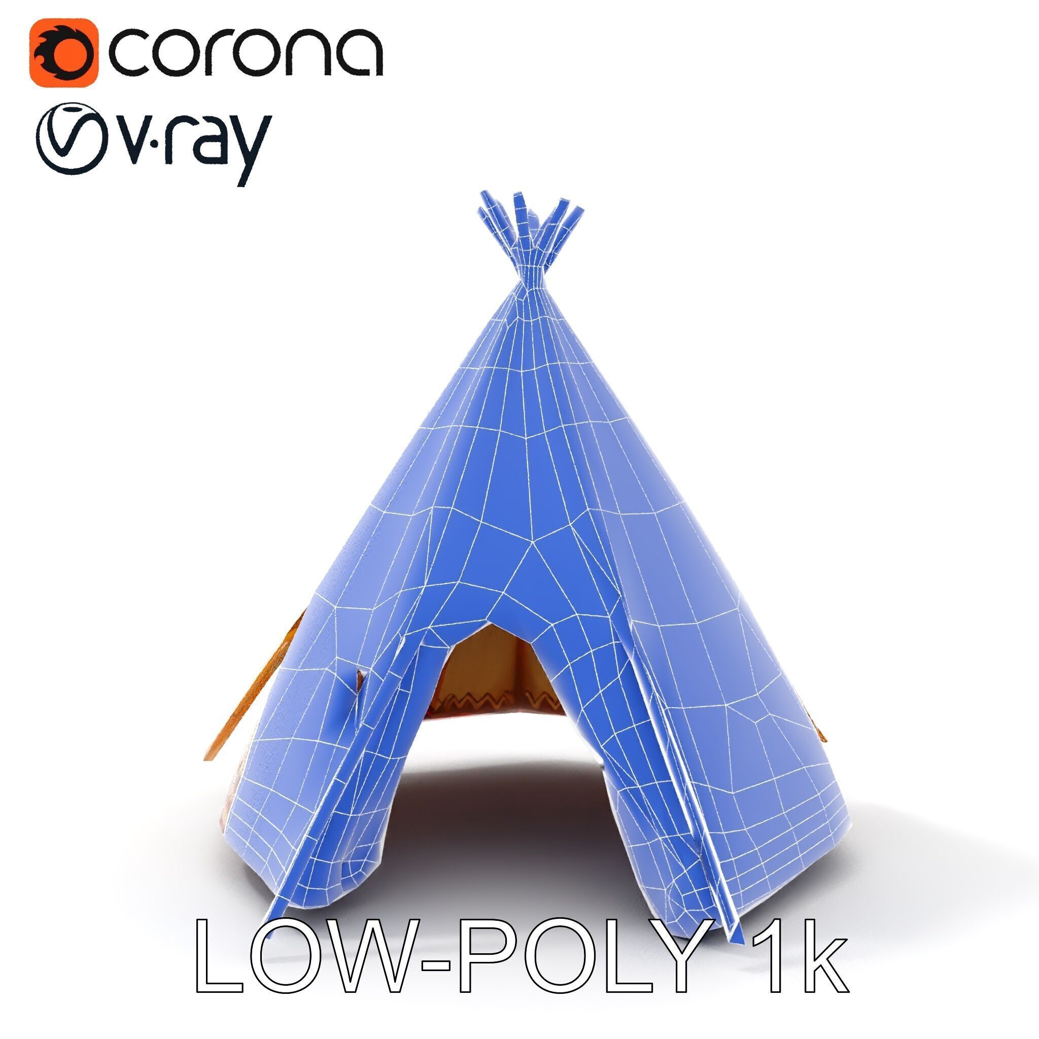 Traditional Teepee Model Pack with Native Patterns Low-poly 3D model_36