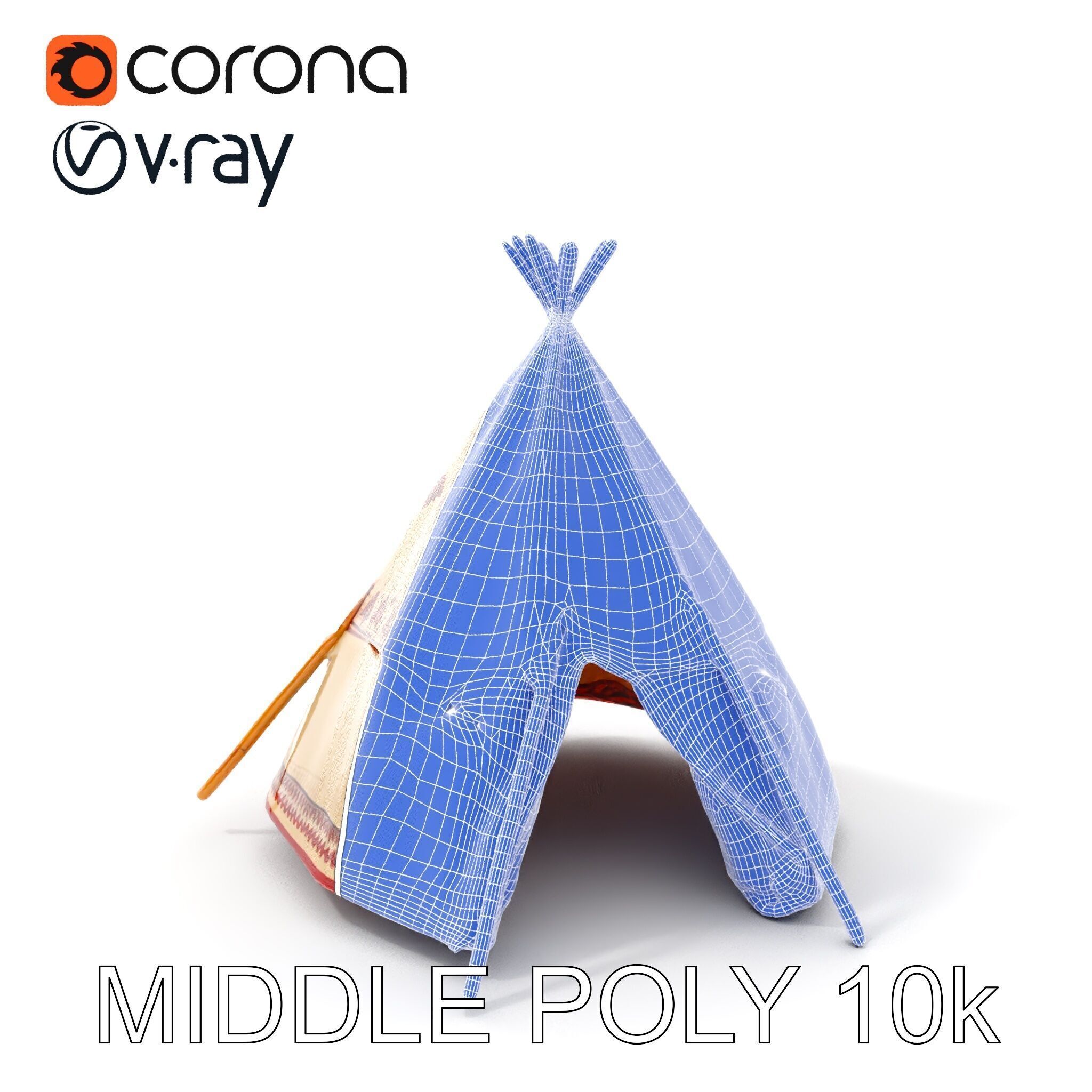 Traditional Teepee Model Pack with Native Patterns Low-poly 3D model_32