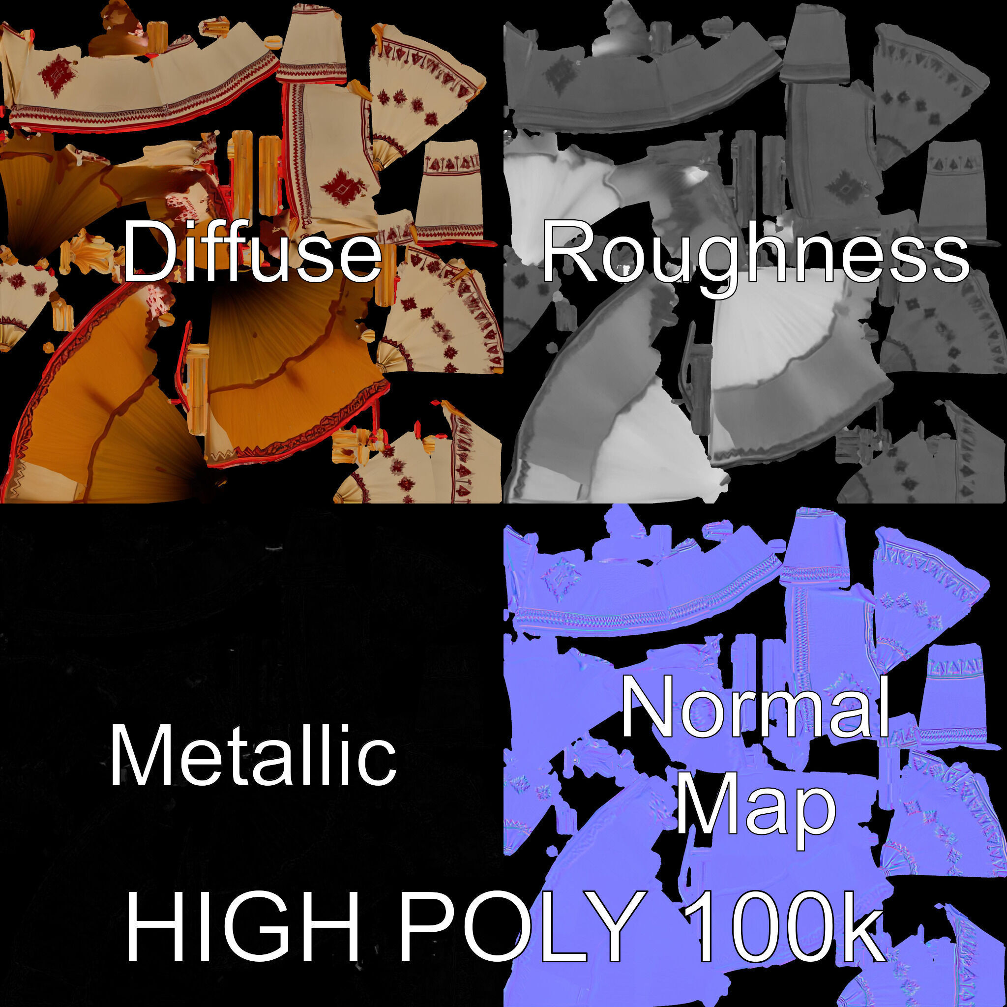 Traditional Teepee Model Pack with Native Patterns Low-poly 3D model_4