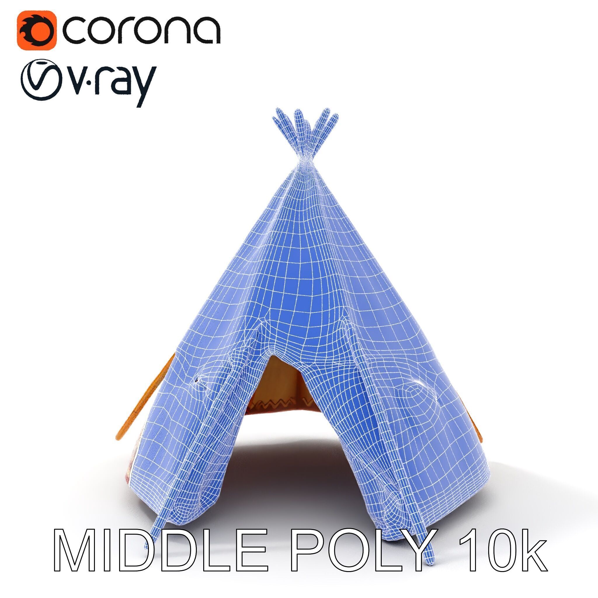 Traditional Teepee Model Pack with Native Patterns Low-poly 3D model_12