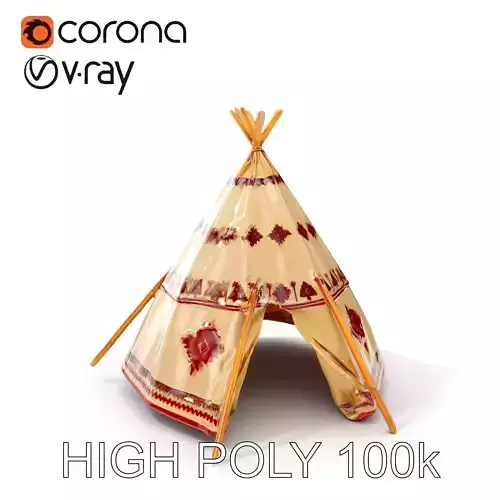 Traditional Teepee Model Pack with Native Patterns Low-poly 3D model