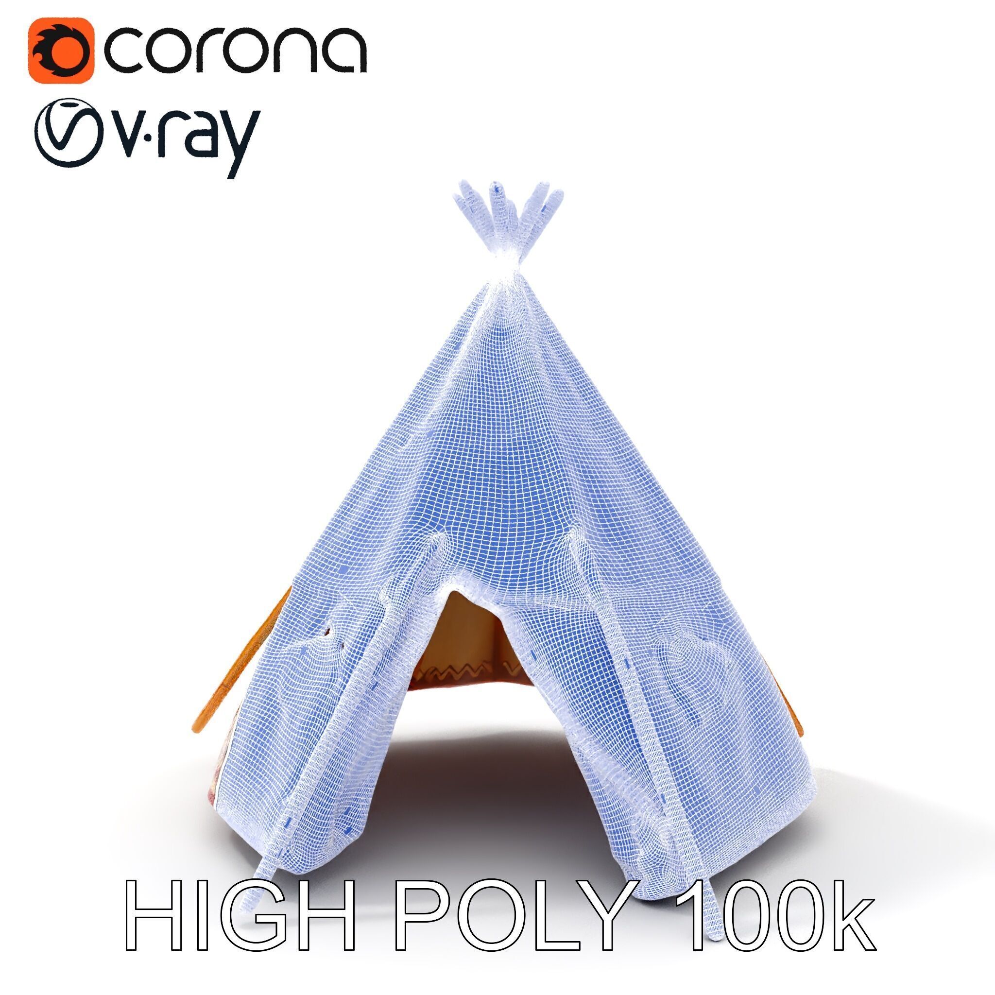 Traditional Teepee Model Pack with Native Patterns Low-poly 3D model_22