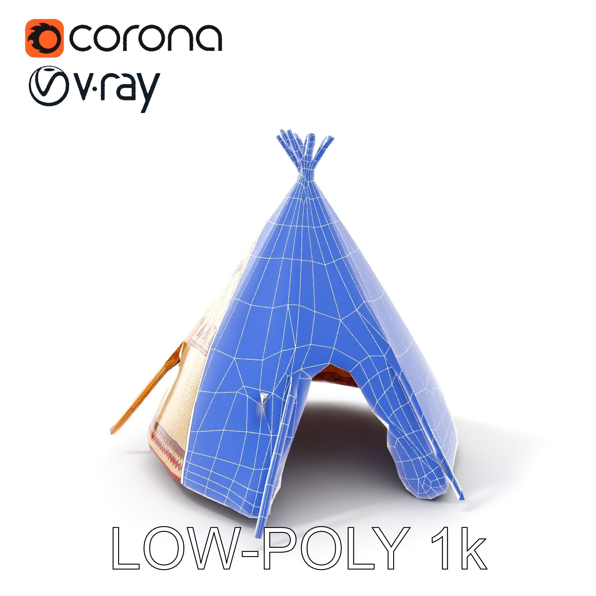 Traditional Teepee Model Pack with Native Patterns Low-poly 3D model_24