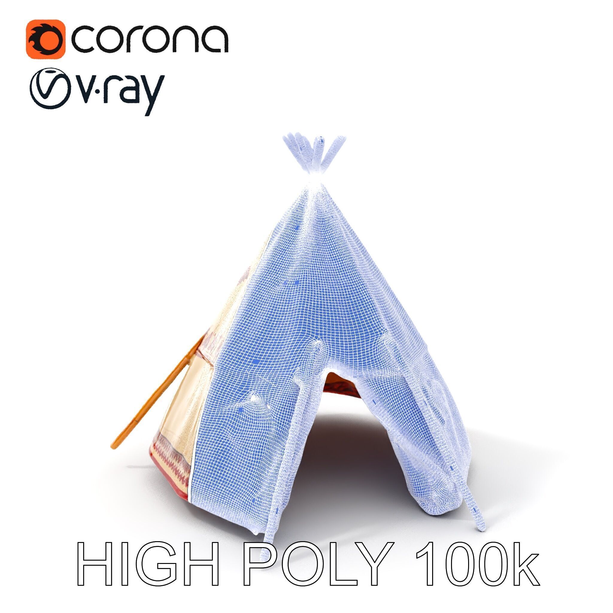 Traditional Teepee Model Pack with Native Patterns Low-poly 3D model_5