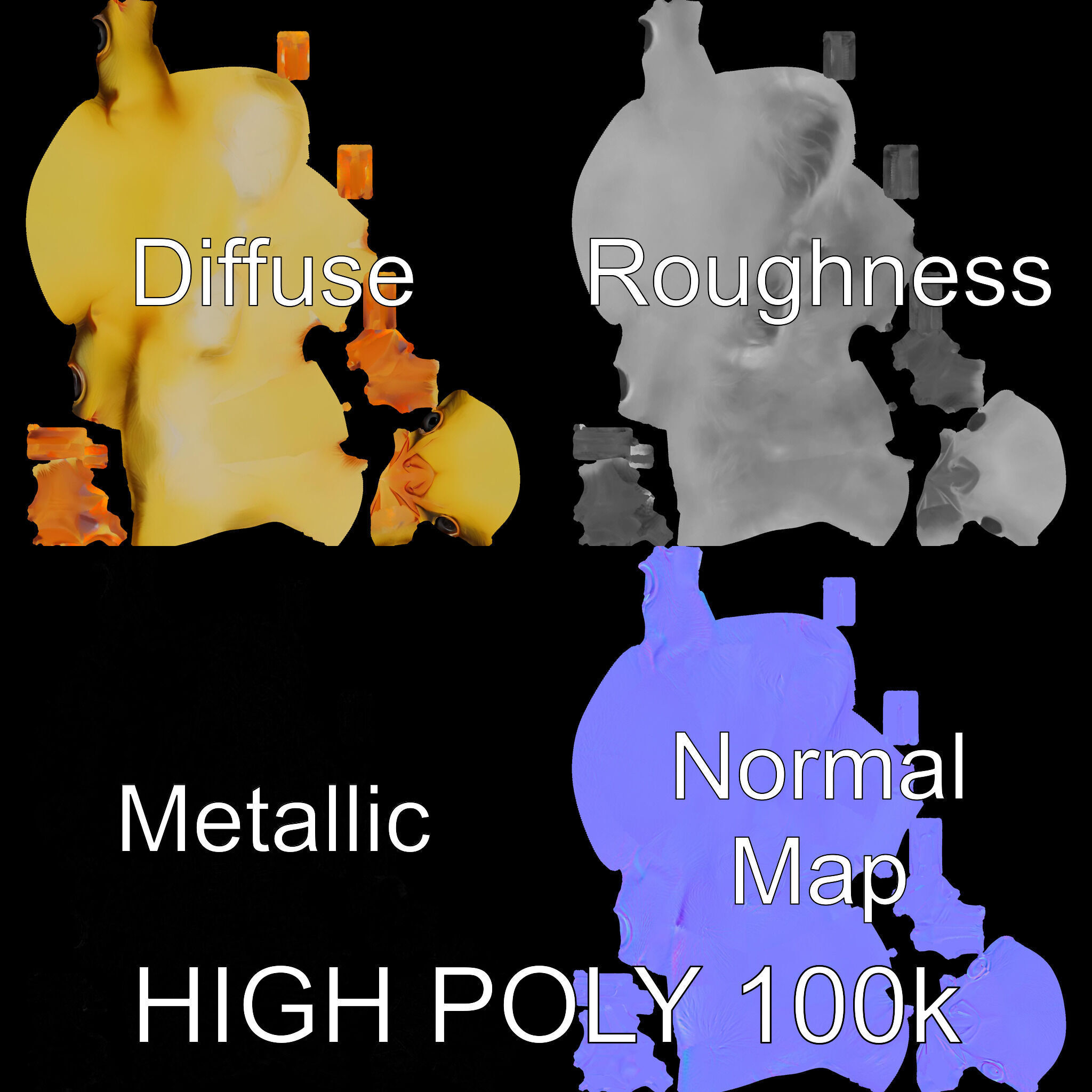 Cute Chick Model Pack with Adjustable Detail Low-poly 3D model_4