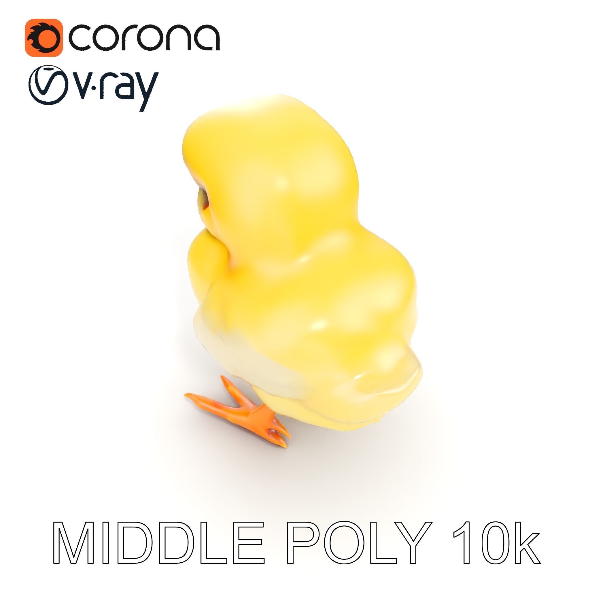 Cute Chick Model Pack with Adjustable Detail Low-poly 3D model_12