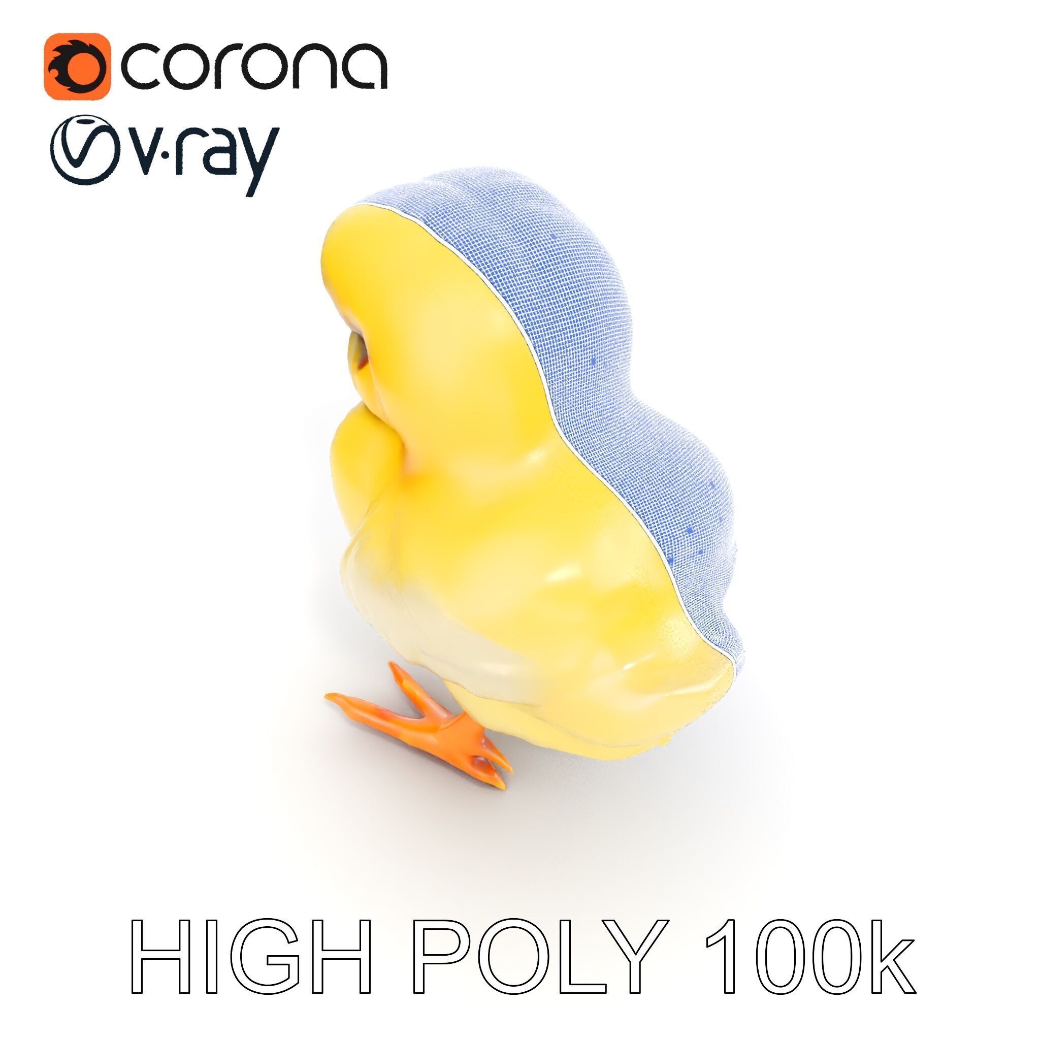 Cute Chick Model Pack with Adjustable Detail Low-poly 3D model_21