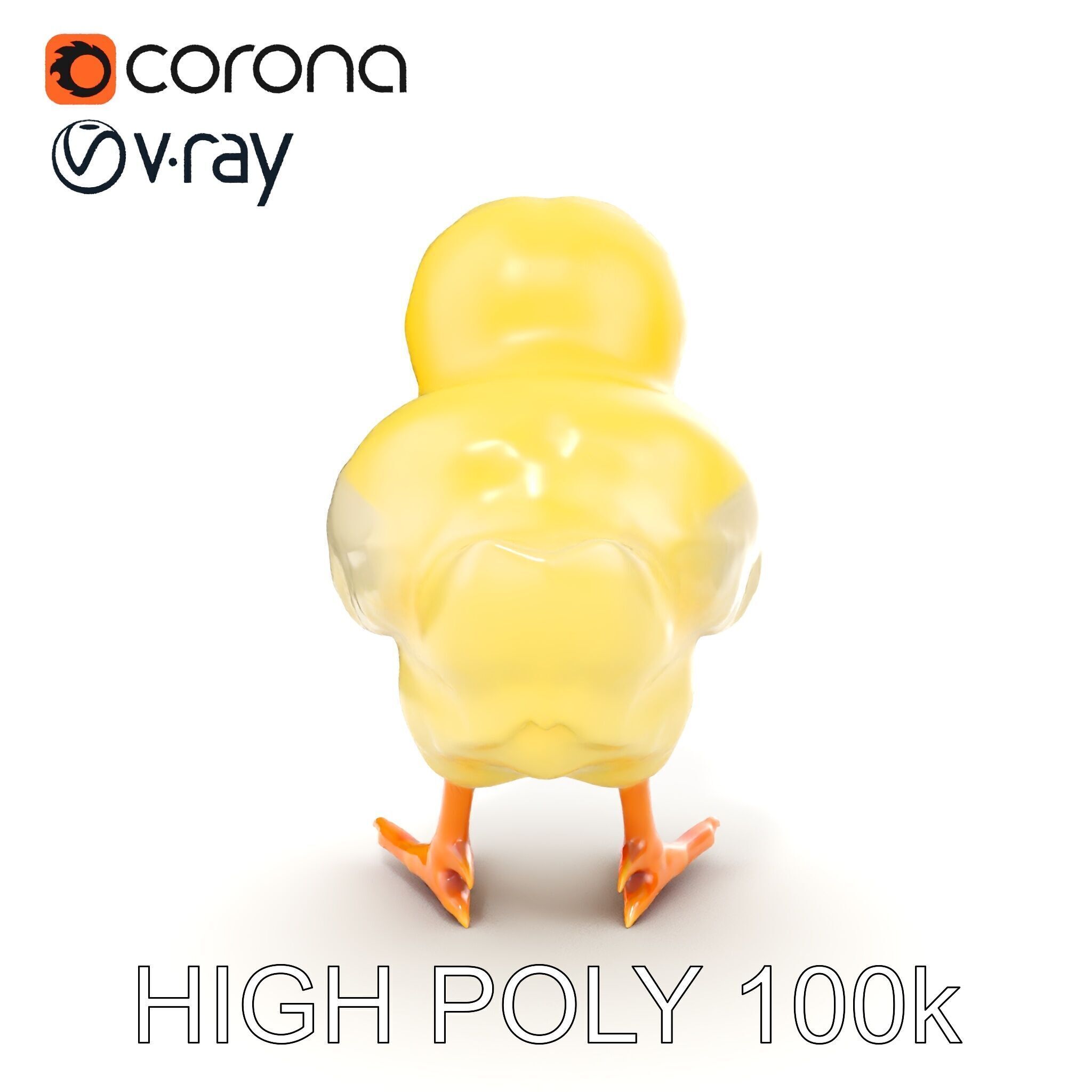 Cute Chick Model Pack with Adjustable Detail Low-poly 3D model_29