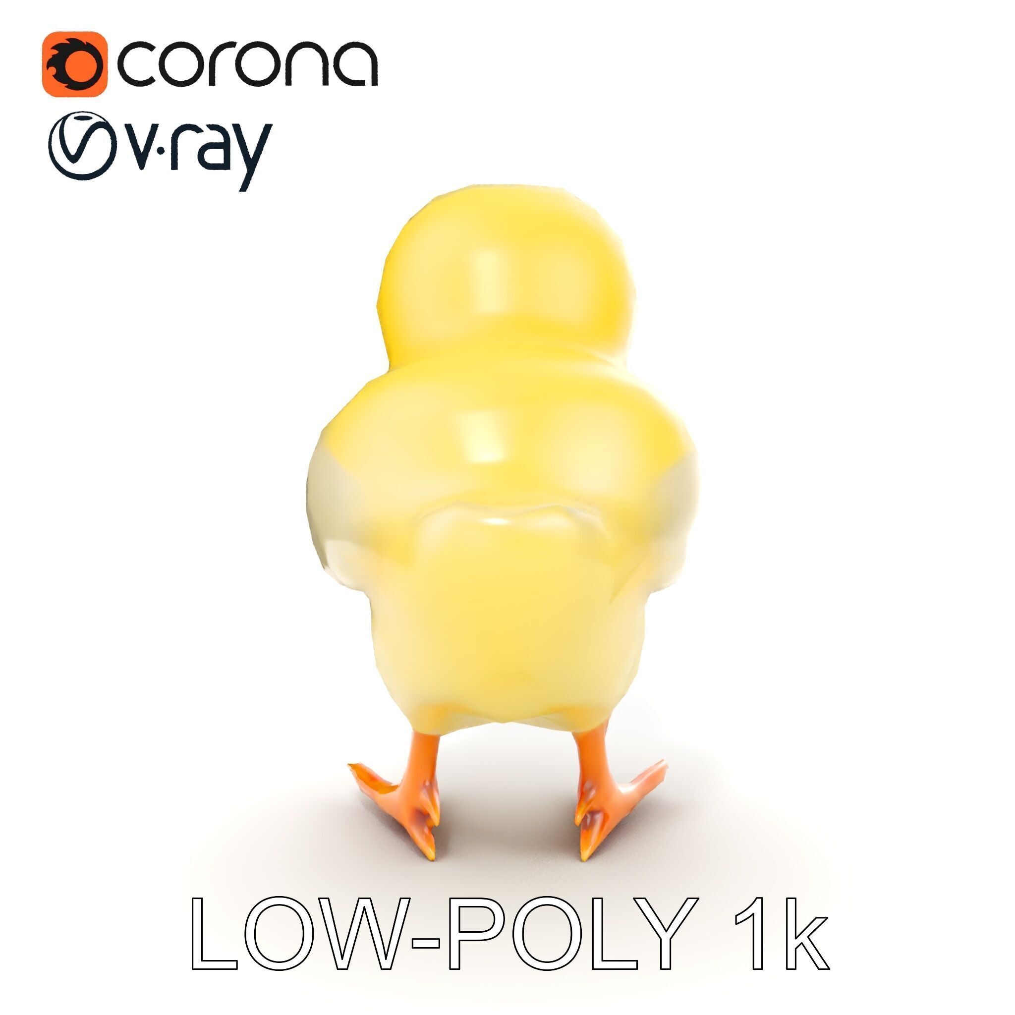 Cute Chick Model Pack with Adjustable Detail Low-poly 3D model_25