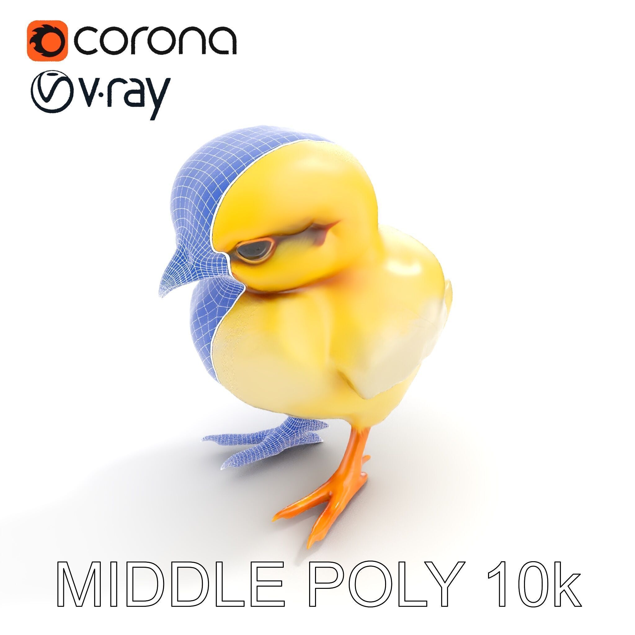 Cute Chick Model Pack with Adjustable Detail Low-poly 3D model_17