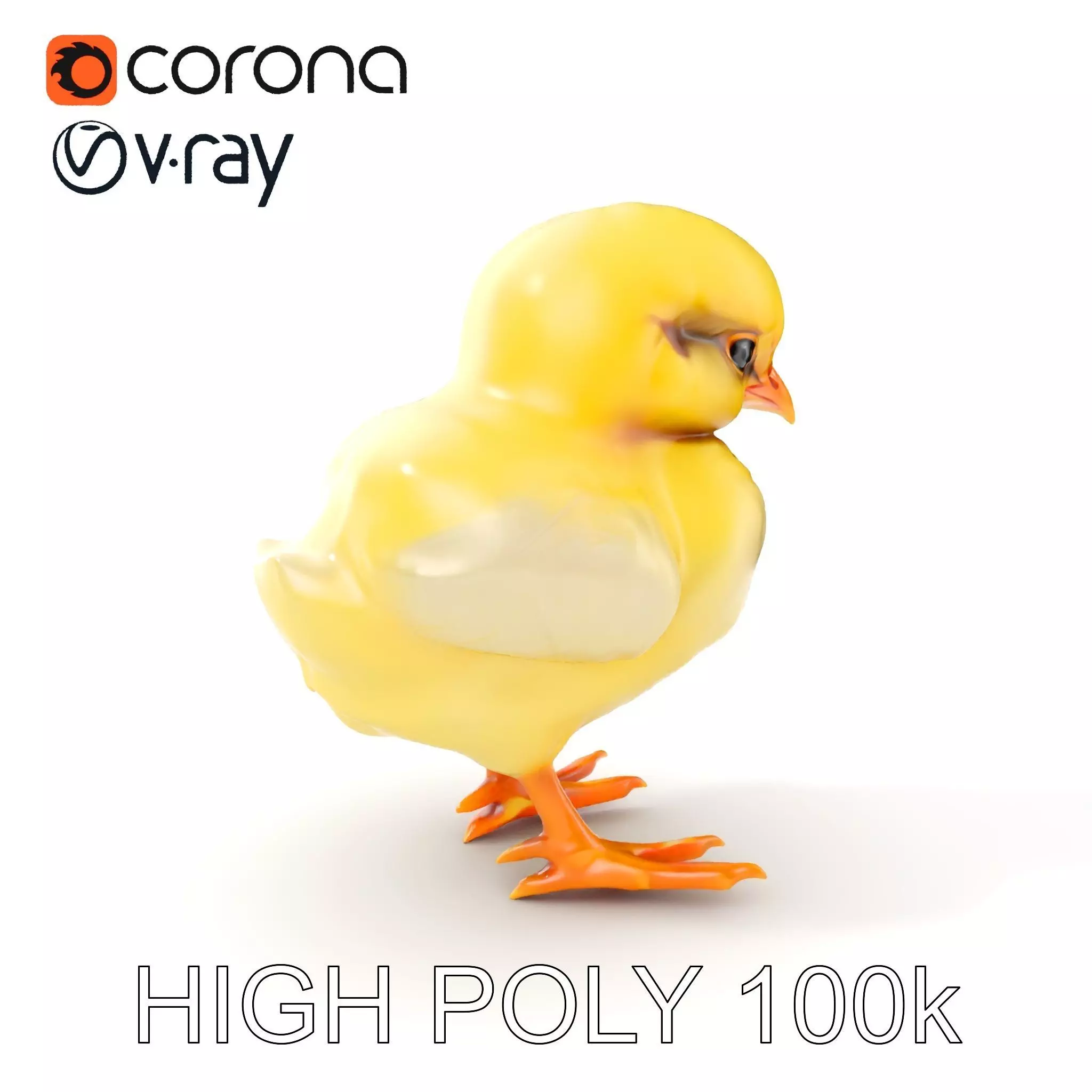Cute Chick Model Pack with Adjustable Detail Low-poly 3D model_0