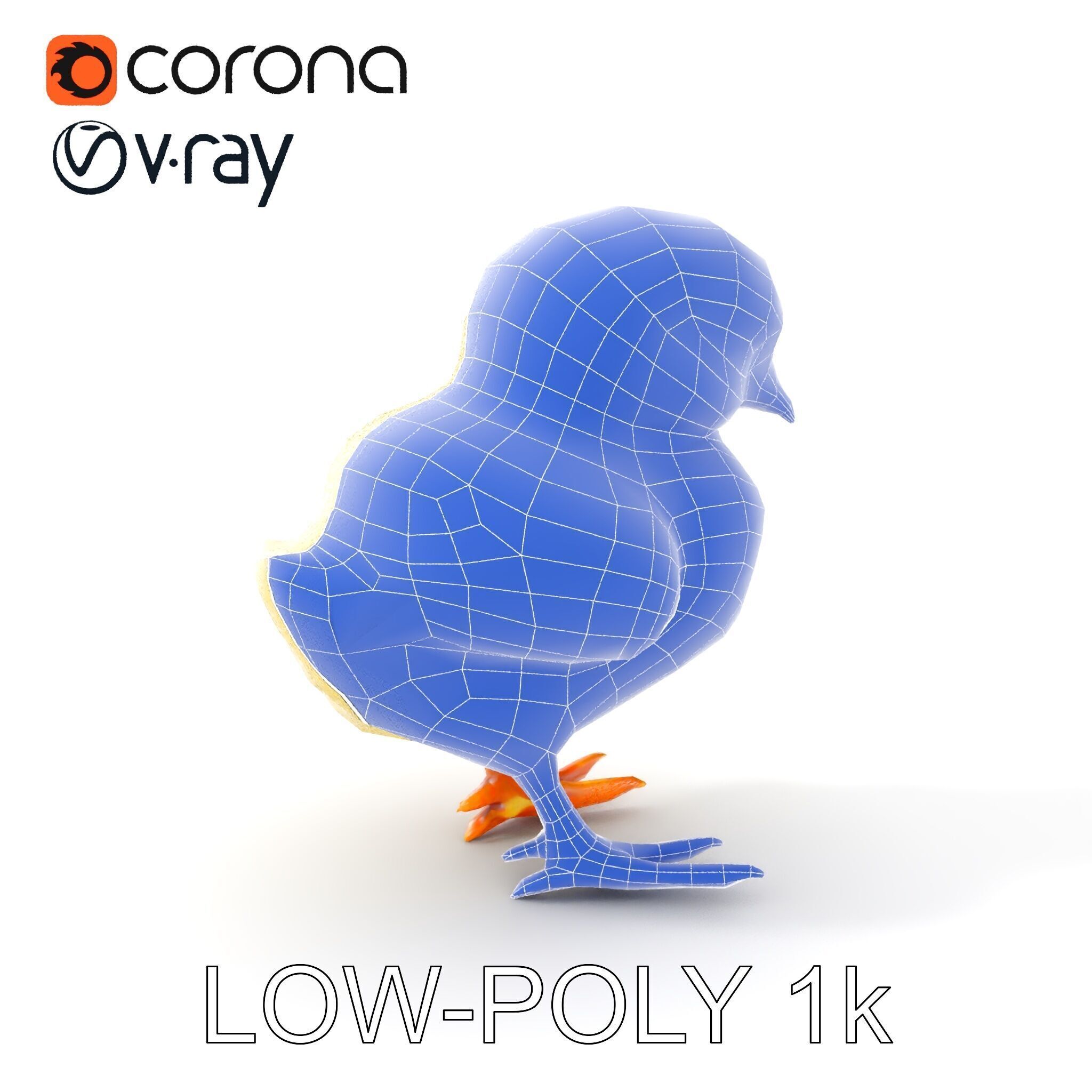 Cute Chick Model Pack with Adjustable Detail Low-poly 3D model_31