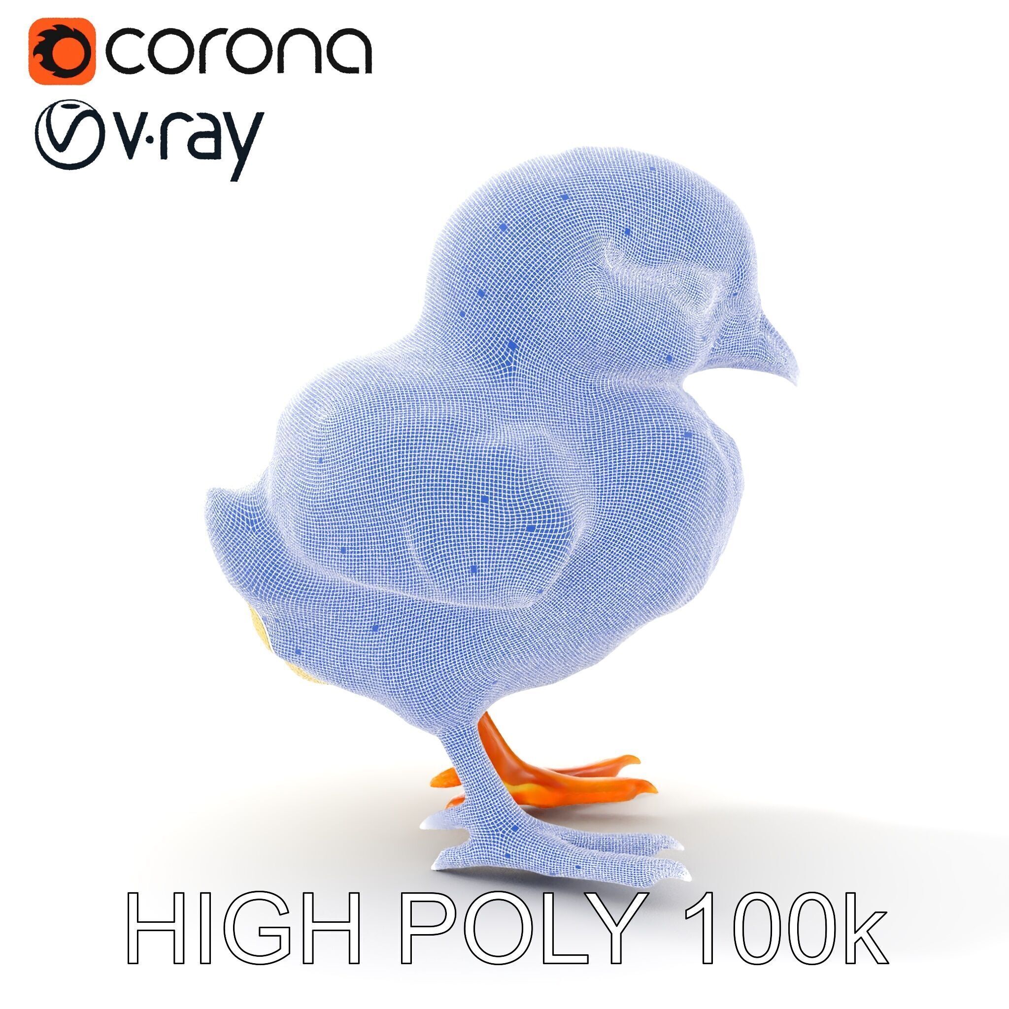 Cute Chick Model Pack with Adjustable Detail Low-poly 3D model_32