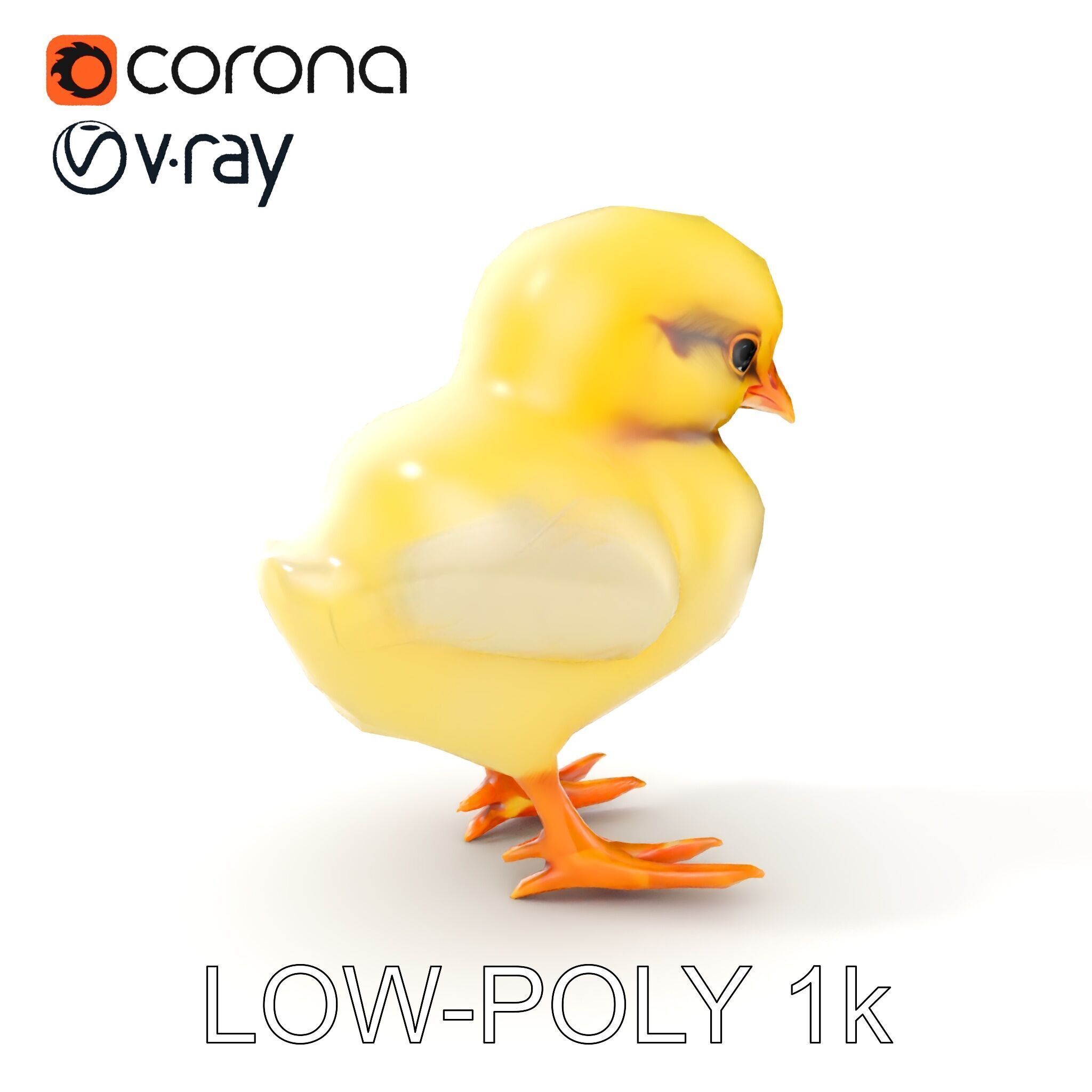 Cute Chick Model Pack with Adjustable Detail Low-poly 3D model_16
