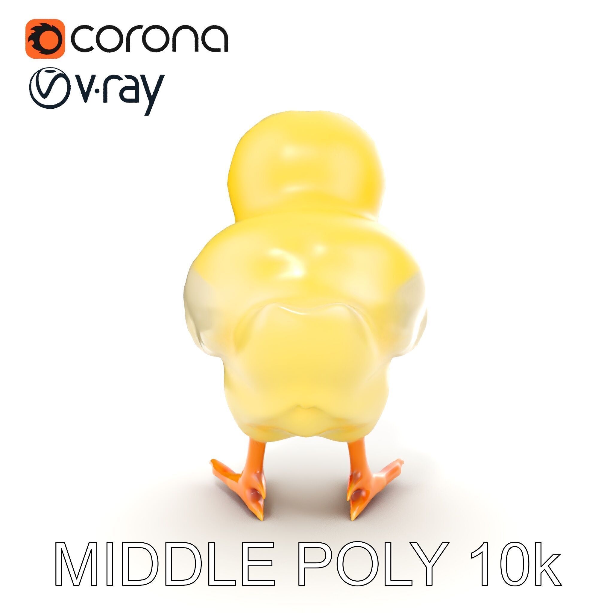 Cute Chick Model Pack with Adjustable Detail Low-poly 3D model_24