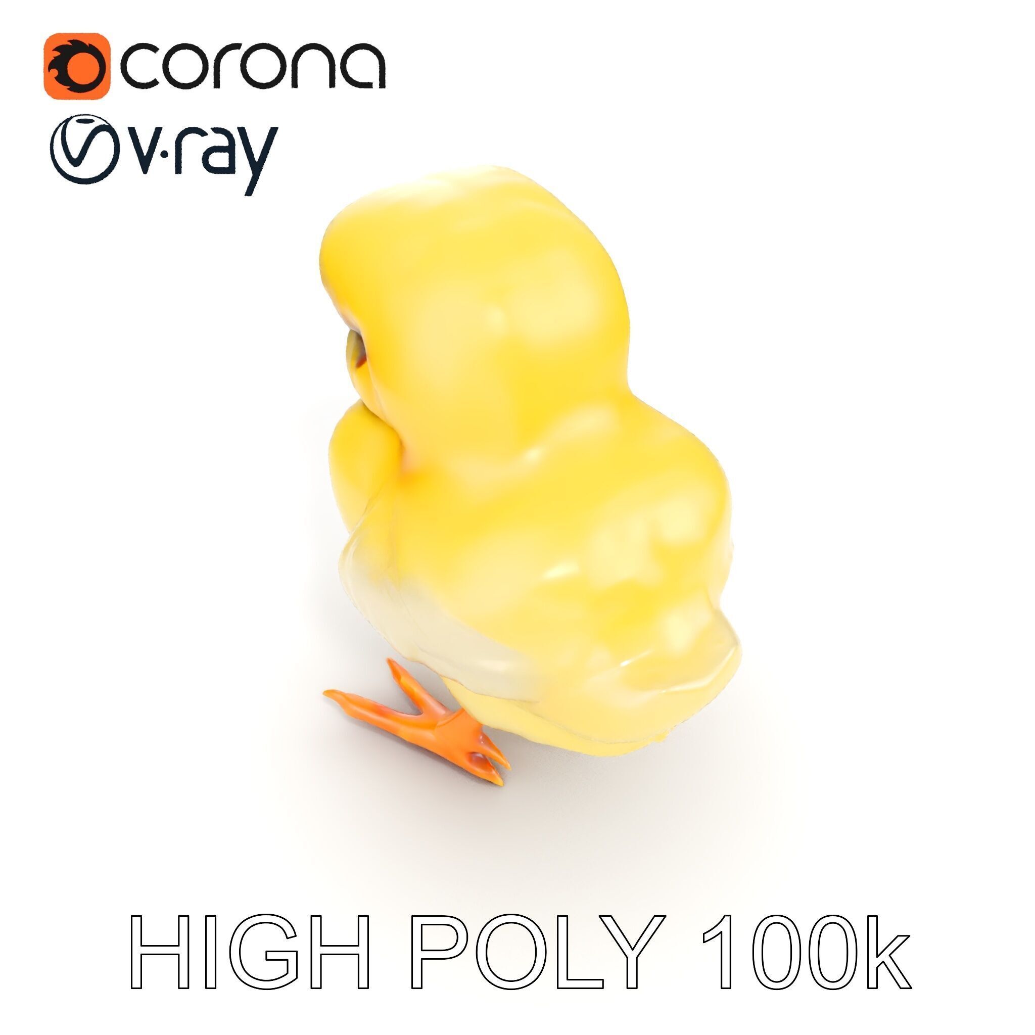Cute Chick Model Pack with Adjustable Detail Low-poly 3D model_35