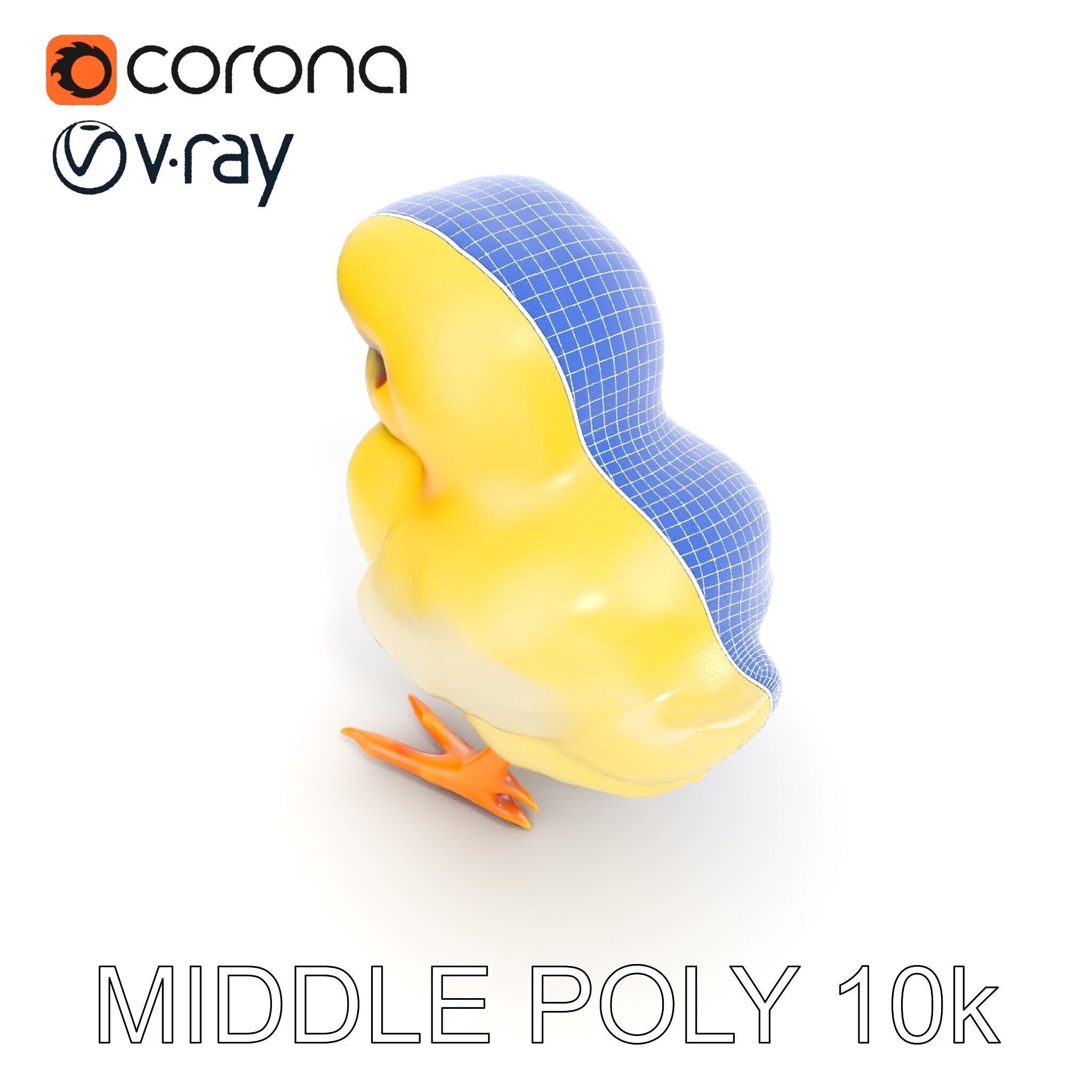 Cute Chick Model Pack with Adjustable Detail Low-poly 3D model_30