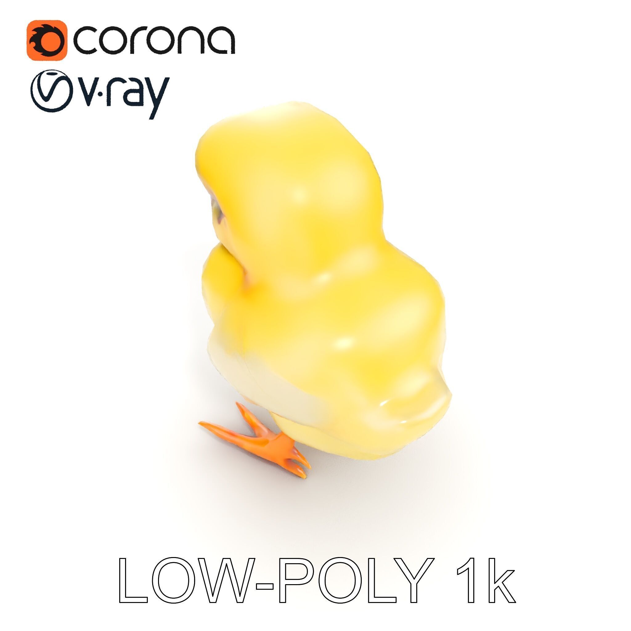 Cute Chick Model Pack with Adjustable Detail Low-poly 3D model_20
