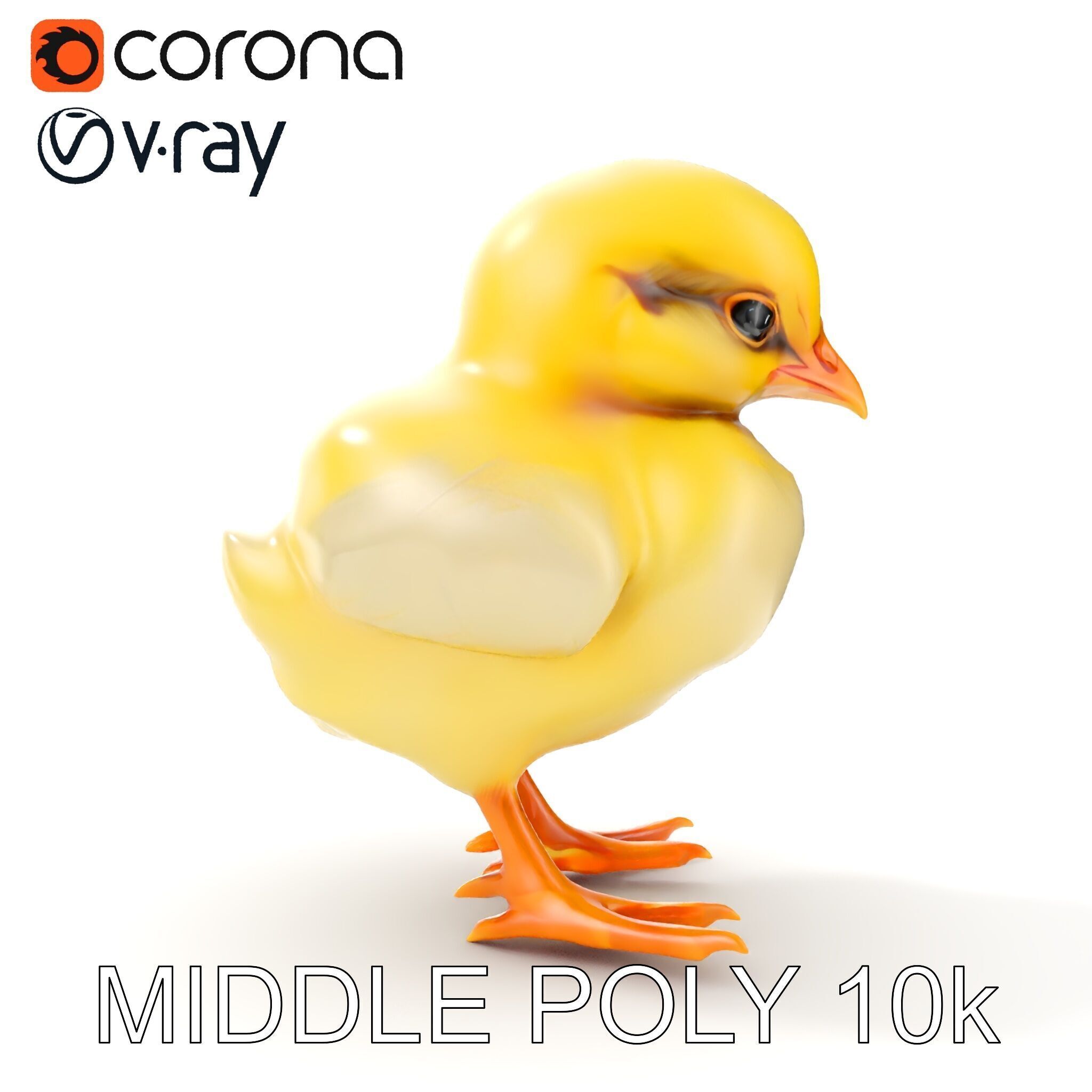 Cute Chick Model Pack with Adjustable Detail Low-poly 3D model_7