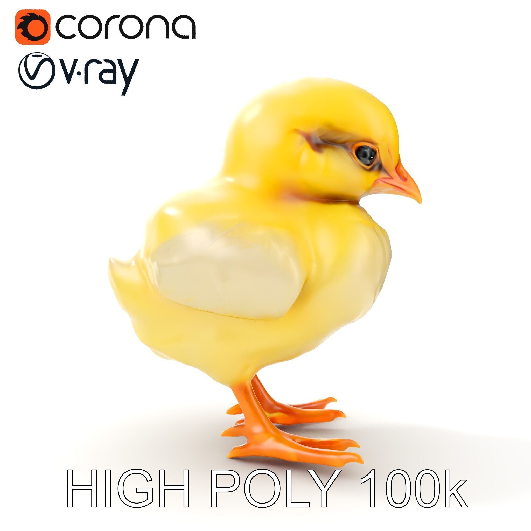 Cute Chick Model Pack with Adjustable Detail Low-poly 3D model_14