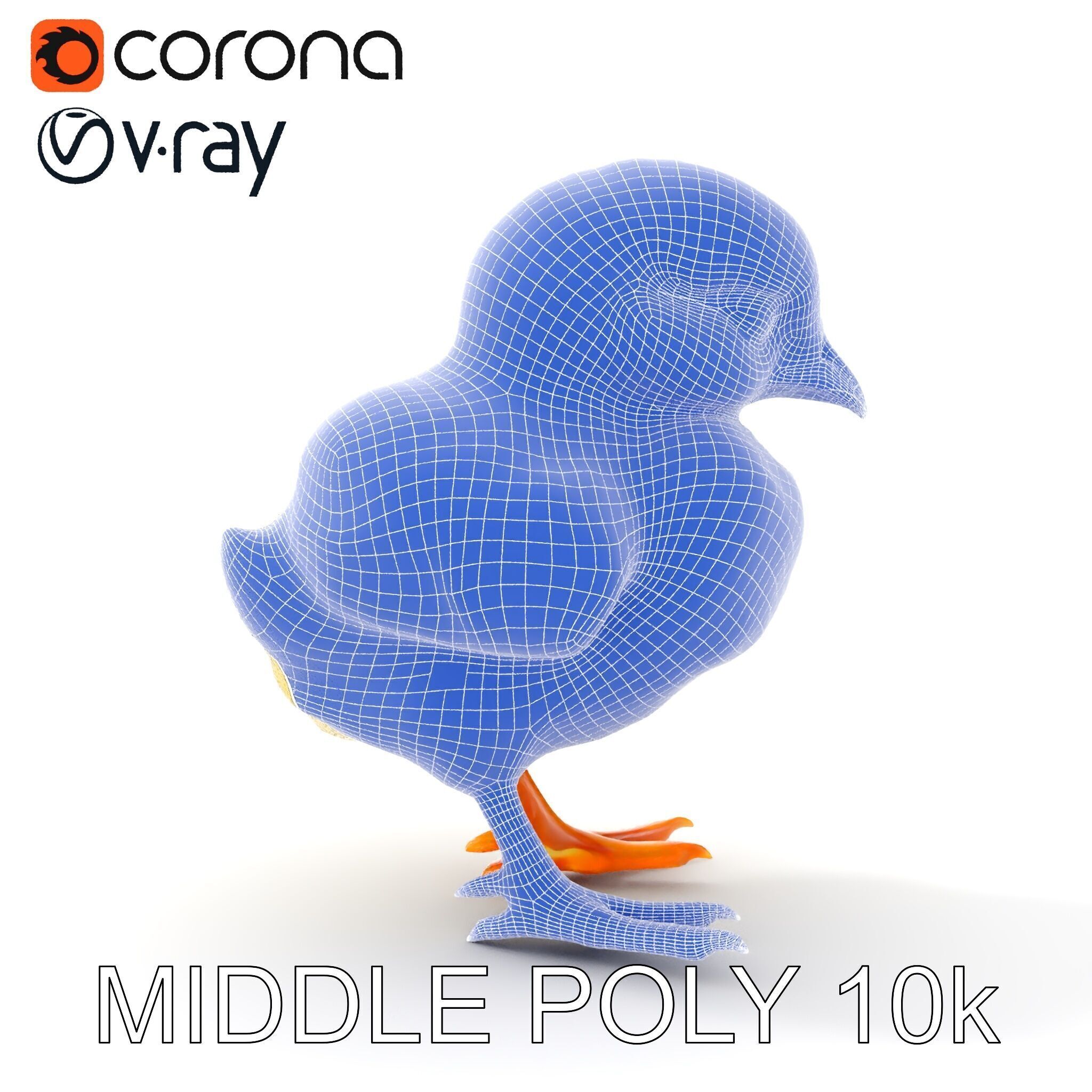 Cute Chick Model Pack with Adjustable Detail Low-poly 3D model_33