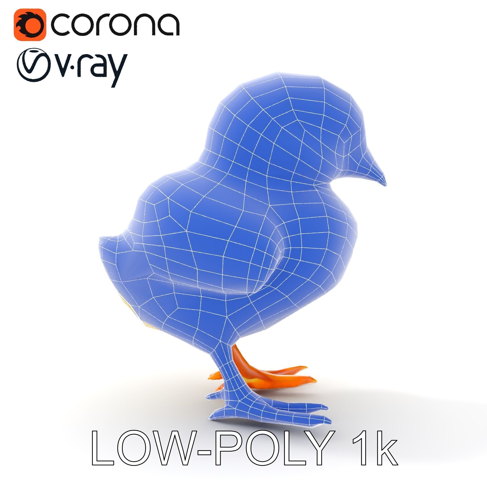 Cute Chick Model Pack with Adjustable Detail Low-poly 3D model_34