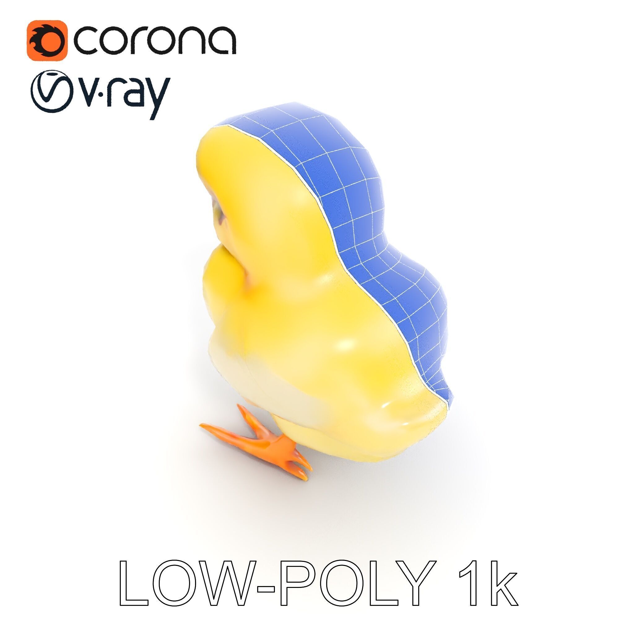 Cute Chick Model Pack with Adjustable Detail Low-poly 3D model_28