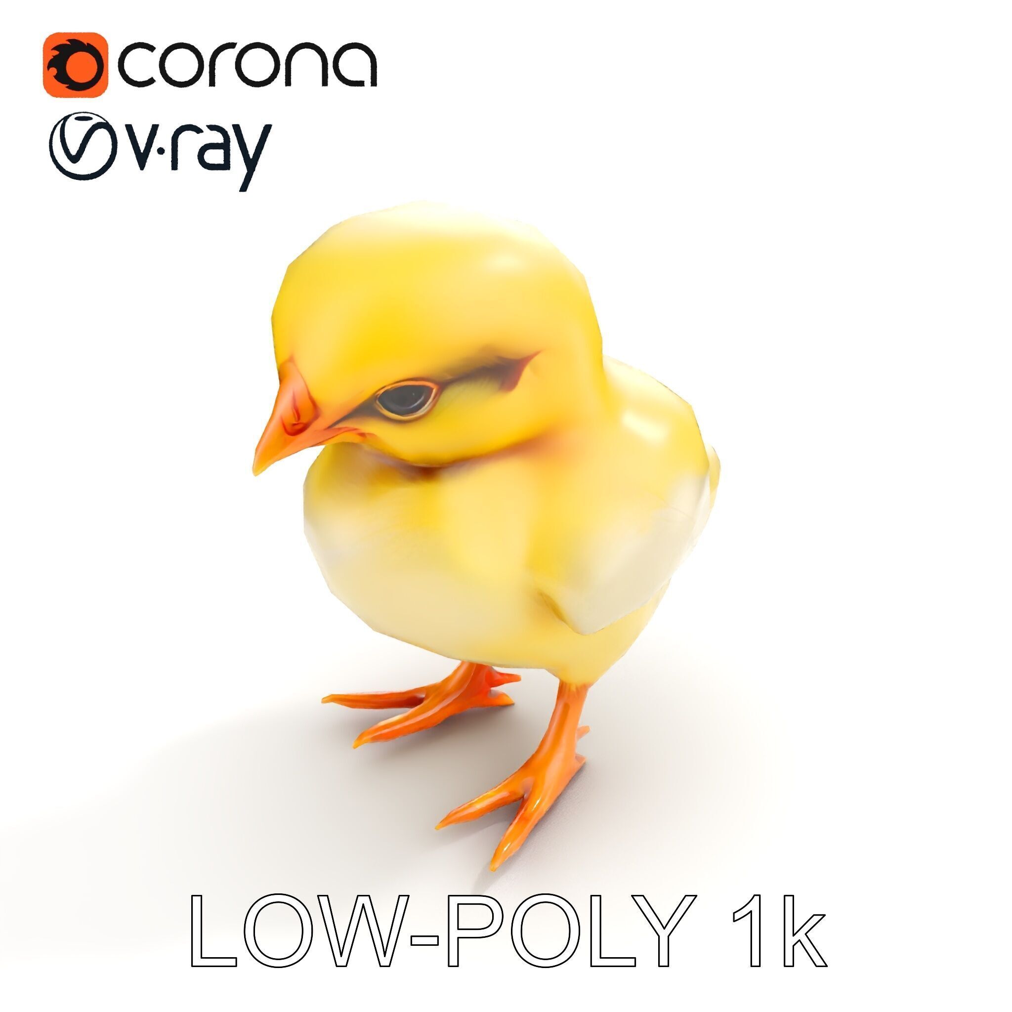 Cute Chick Model Pack with Adjustable Detail Low-poly 3D model_23