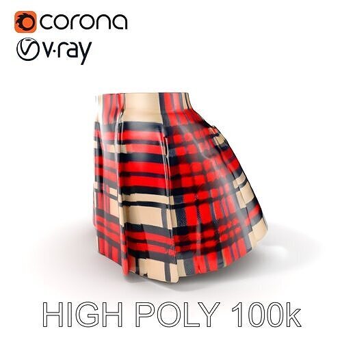 Plaid Skirt Model Pack for Fashion Visualizations Low-poly 3D model