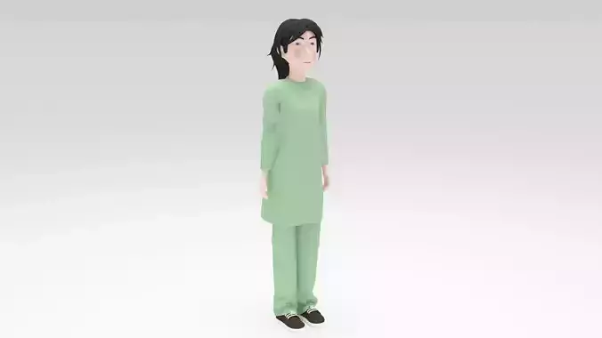 Lila Rigged  Low-poly 3D model