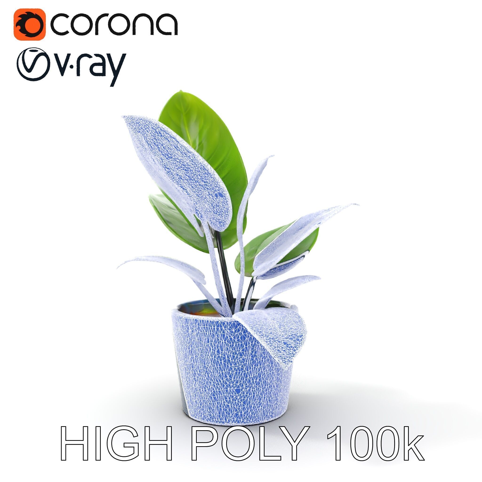 Potted Plant D Model Pack with Realistic Textures Low-poly 3D model_34