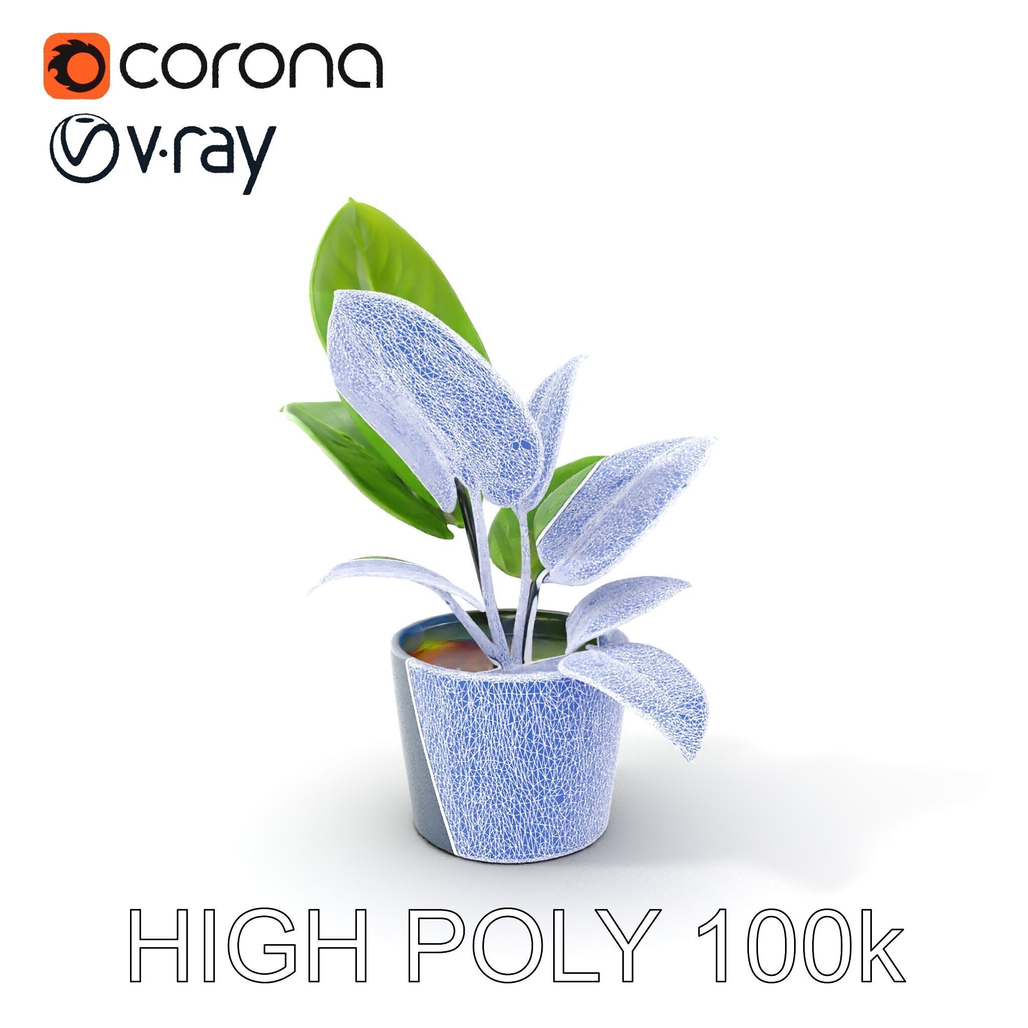 Potted Plant D Model Pack with Realistic Textures Low-poly 3D model_15