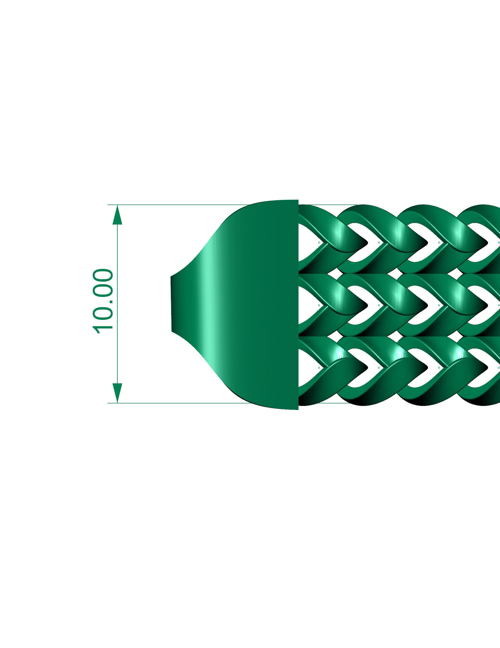 10MM STRICK 3 Line Franco Chain or Bracelet 3D print model_3