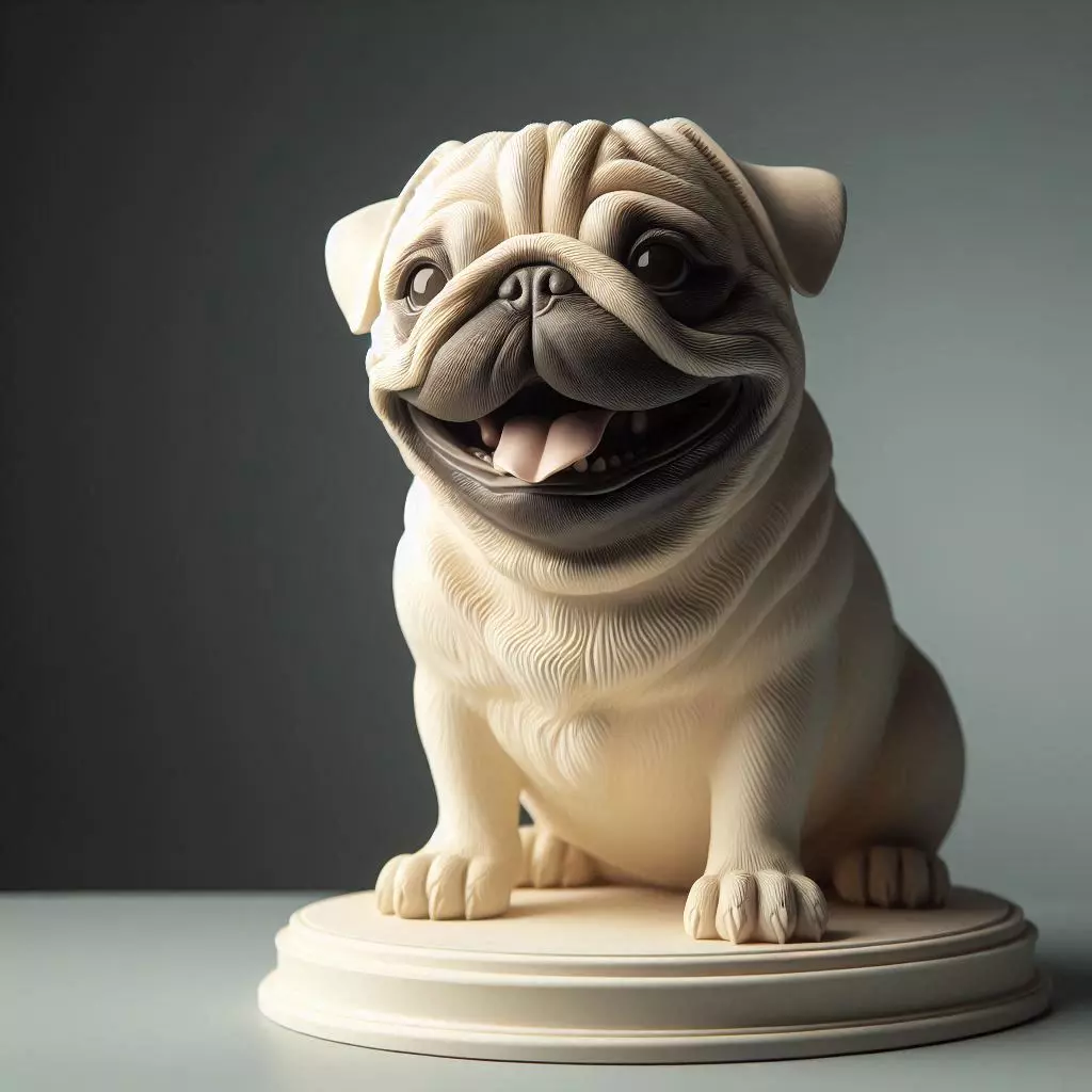 781 Laughing Pug 3D Printed Statue art STL DND ARTE 3D print model